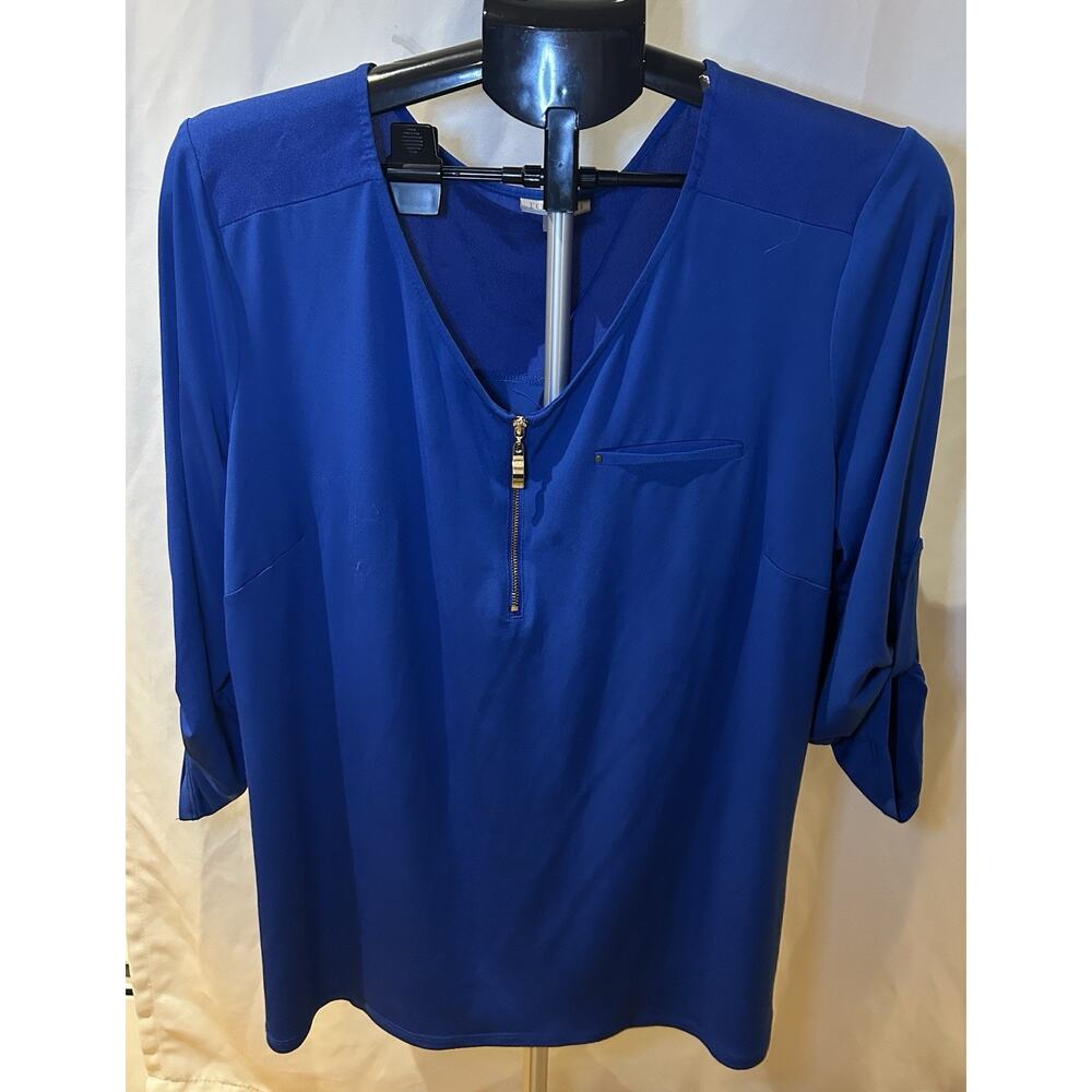 Roz & Ali Blue Blouse Women's size XL